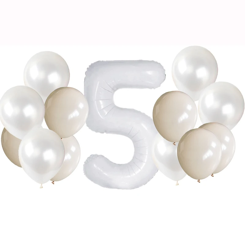 13pcs 32inch White Number Foil Balloons For Marriage Wedding Anniversary Boy Girl Birthday Party Baby Shower Decoration Globos