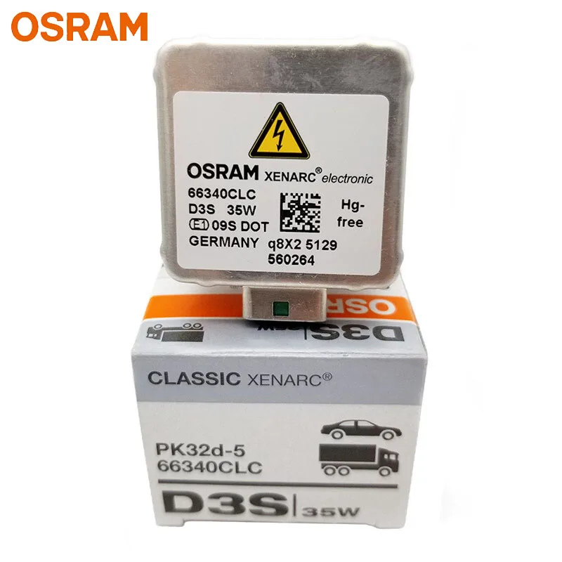 OSRAM D3S 66340CLC Xenon HID CLASSIC Original Car Xenon Headlight 12V 35W 4200K Standard White Light Auto Germany Bulb, 1x