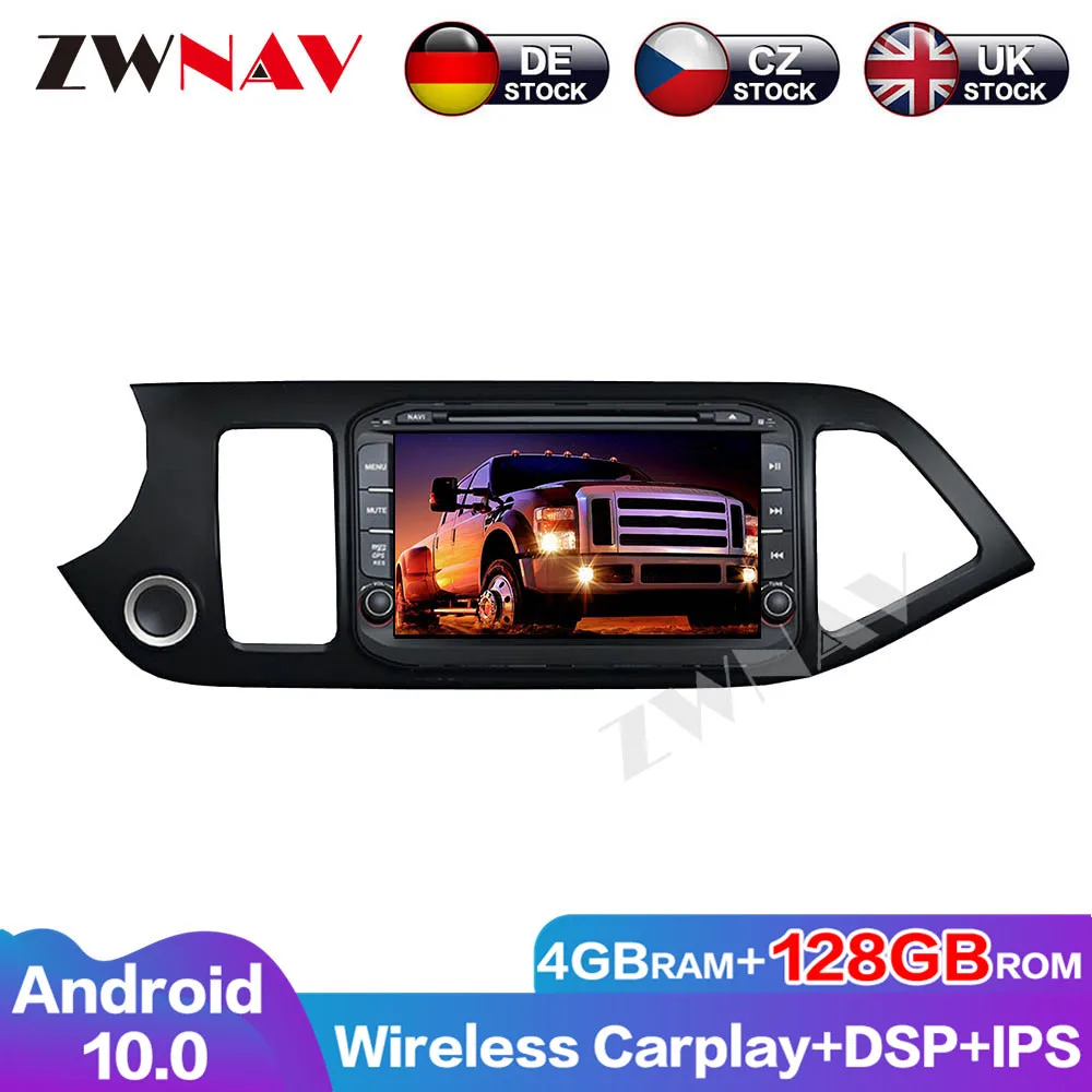 Auto Radio 128G Android 10.0 Audio Navigation Carplay Head unit Car DVD Player for Kia Morning GPS Stereo Multimedia