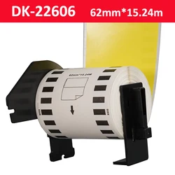 호환 DK-22606 옐로우 필름 라벨, 62mm x 15.24M 연속 라벨, DK22606, 브라더 프린터 호환
