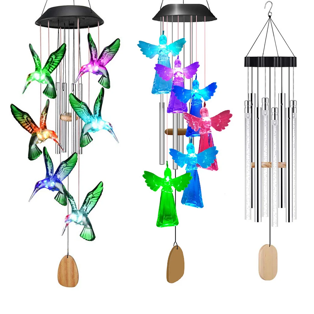 

Garden Wind Chime Lamp Solar Powered Induction Glowing Wind Chime Indoor Outdoor Waterproof Wind Bell Ring Hanging Decoration