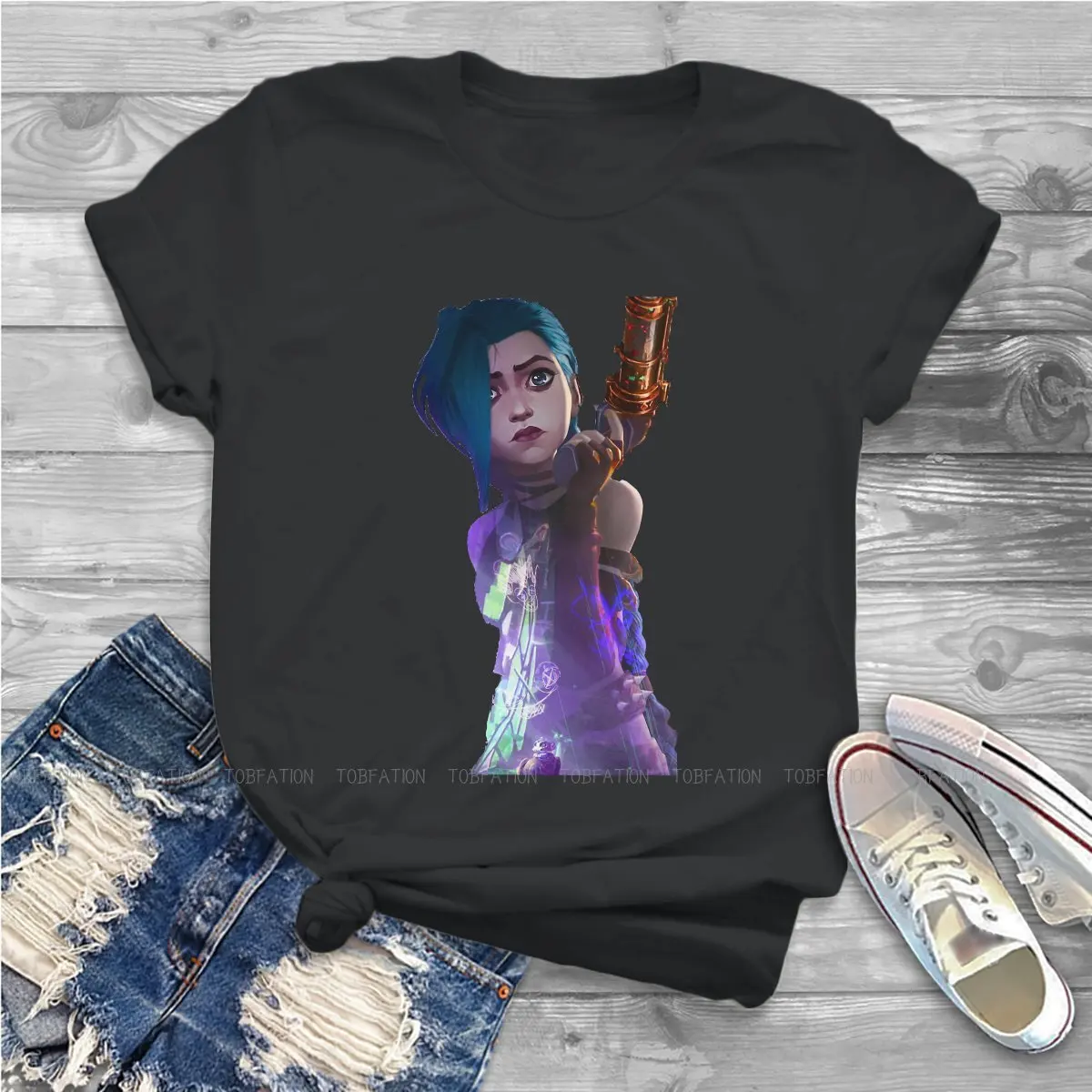 Jinx Design Female Shirts Arcane League of Legends Loose Vintage Women Clothing Harajuku Casual Feminine Blusas