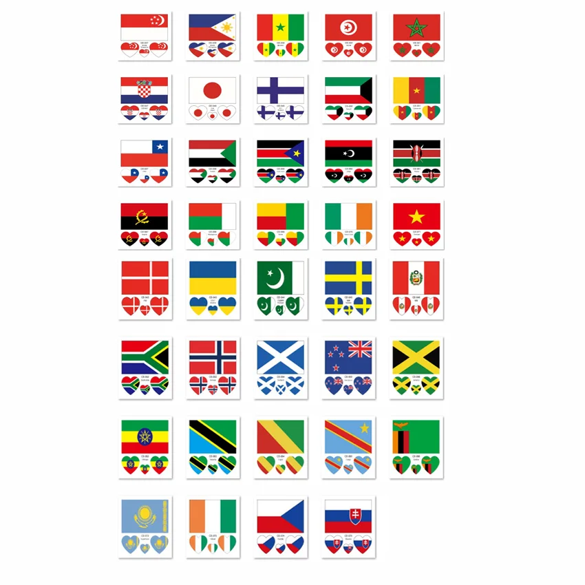 Tatuaje facial temporal con bandera de la serie 3 piezas, juegos de fanáticos del partido mundial, Polonia, Inglaterra, Ucrania, Singapur, país,