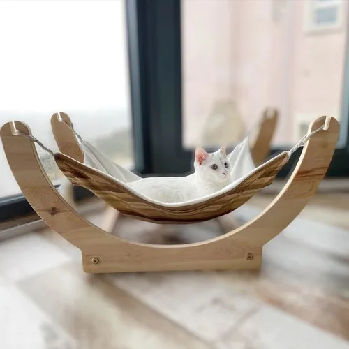 White Kate Wooden Cat Hammock, Cat Bed, Cat House