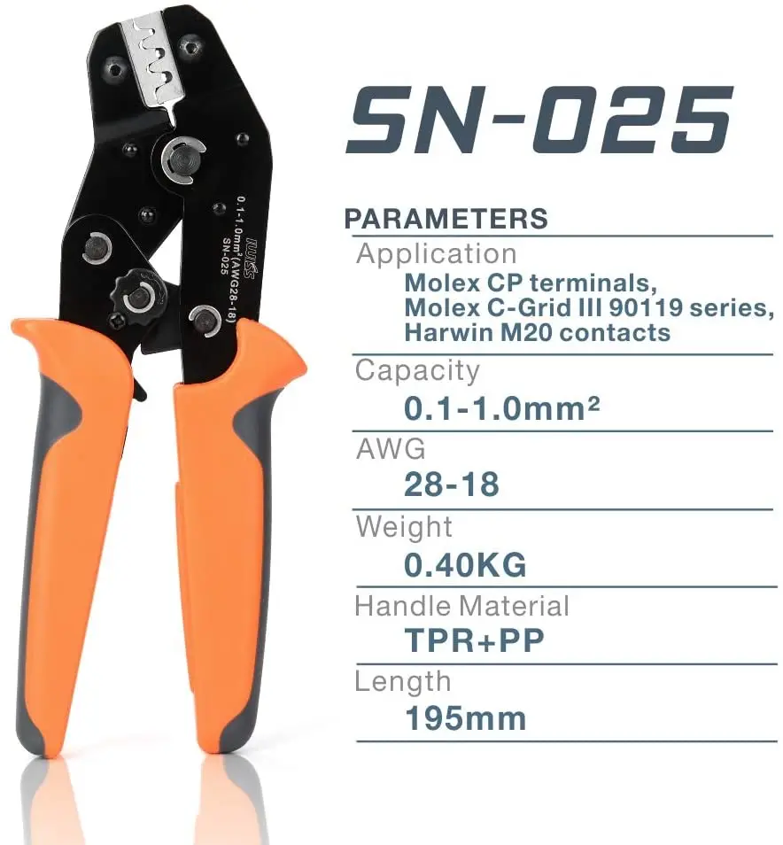 Imagem -02 - Iwiss-dupont Terminal Crimp Tool Sn025 f Awg 2818 01-1 mm ² Conectores Micro Temporizador Molex kk 396