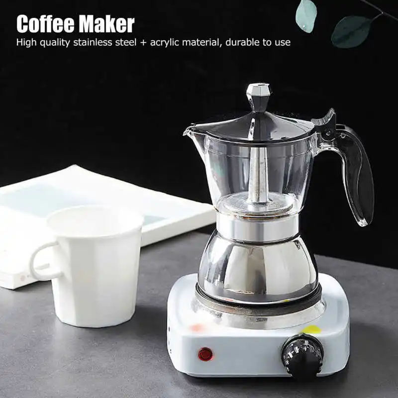 4 Cup 200ML Stainless Steel Coffee Maker Pot Household Stove  Coffee Pot Household Coffee Maker Kitchen Supplies