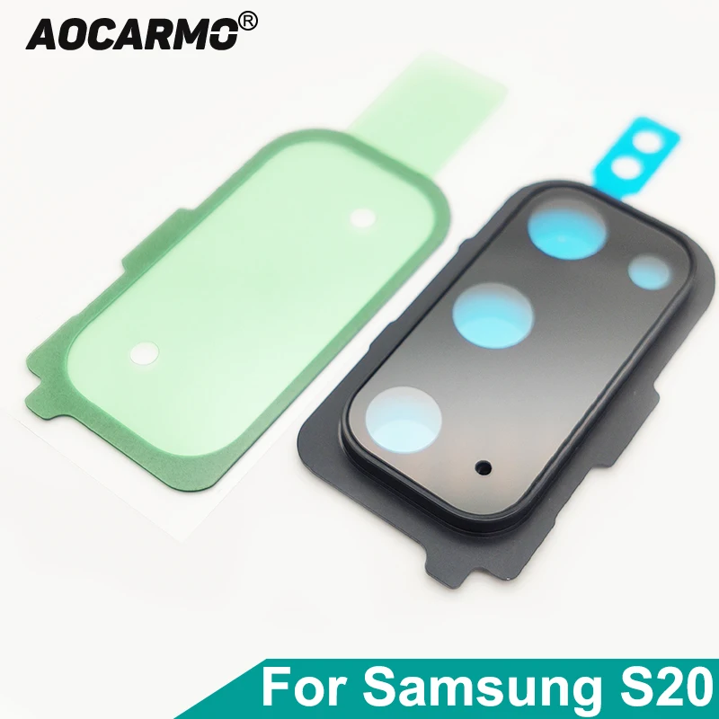 Aocarmo For Samsung Galaxy S20 Rear Back Camera Lens Glass With Metal Frame Ring Waterproof Adhesive Replacement Part