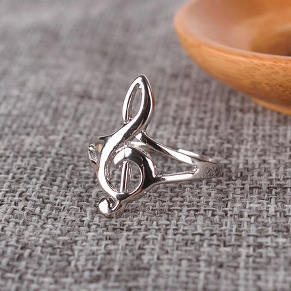 1Pc Fashion Cute Silver Color Musical Music Note Ring Treble Clef Ring Jewelry Gift