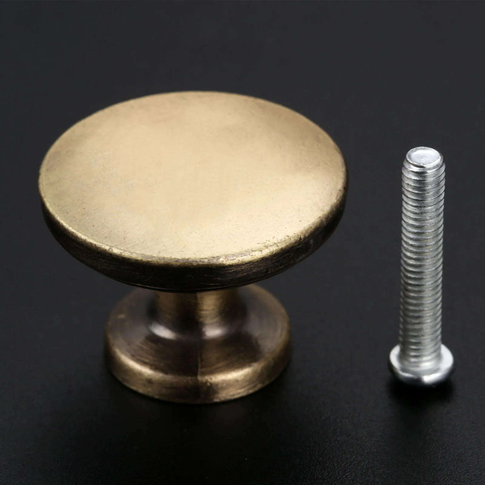 Round Knob Mini Button Handle Single Hole Metal Pull w/screw 27*20mm Antique Bronze Door Drawer Cupboard Furniture Kitchen Retro