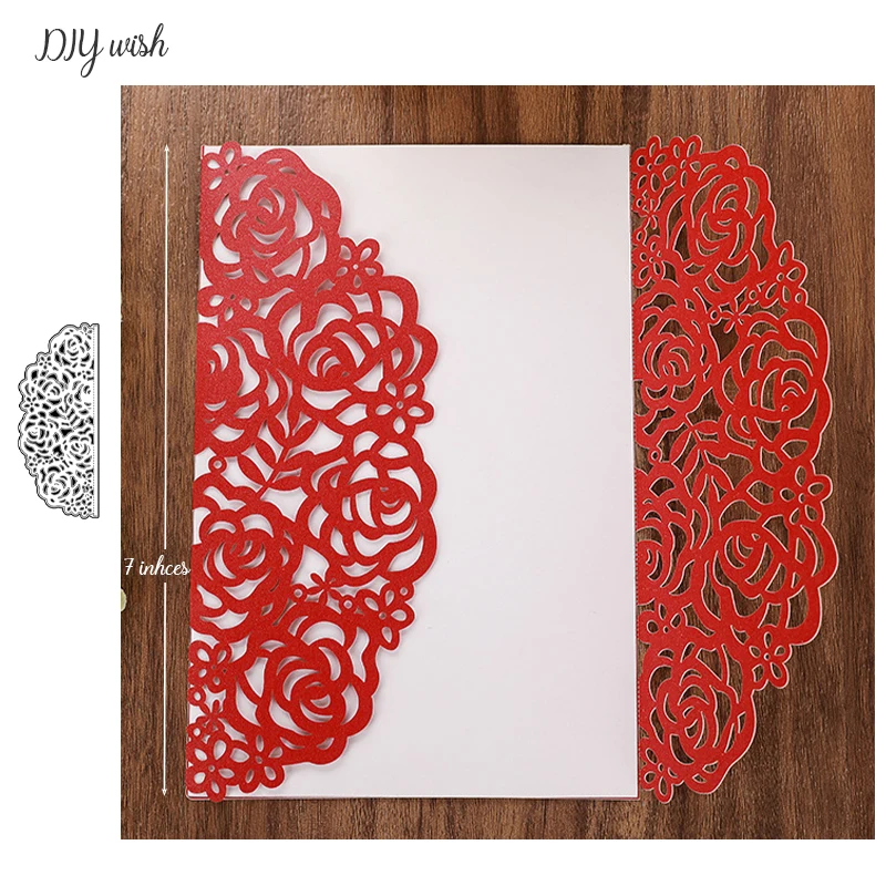 Rose Edge Dies Wedding Invitations Border Metal Cutting Dies New 2023 for Scrapbooking Party Greeting Cards Making Tools