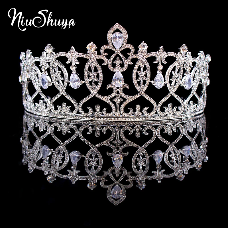 

NiuShuya European Style Ladies Gorgeous Bridal Crystal Wedding Tiara Zircon CZ Queen Crown Wedding Hair Jewelry Headband