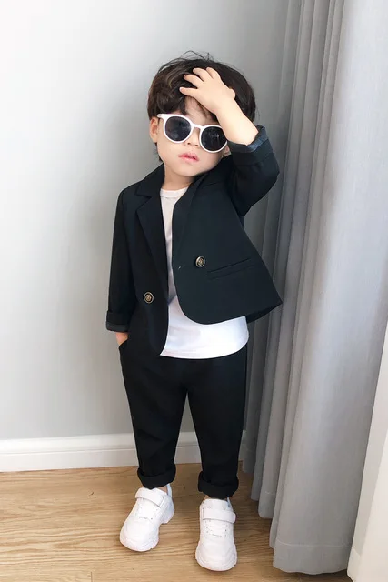 Korea Boys Formal Jacket+Pants 2Pcs Clothing Set Gentleman Kids Performance Tuxedo Dress Children Enfant Wedding Evening Suit