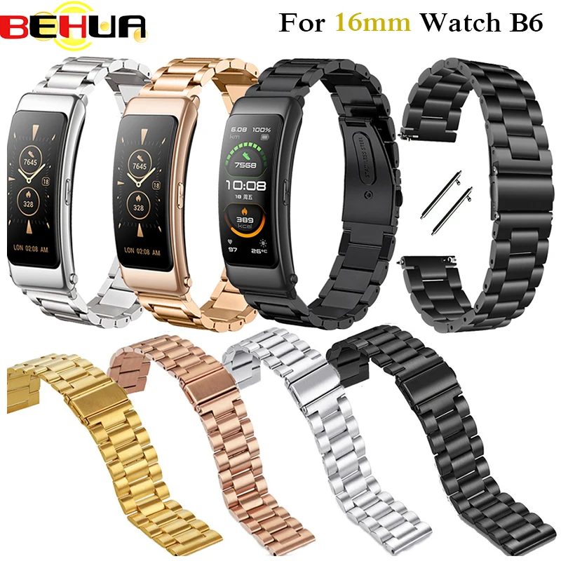 BEHUA 16MM Armband Klassische Edelstahl Uhr Strap Für Huawei Talkband B6 B3 Halten B4 Armband Metall Armband Gürtel