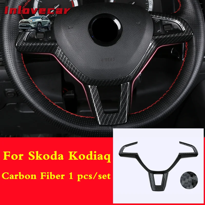 

For Skoda Kodiaq 2017-2019 ABS steering wheel trim cover emblem frame car-styling panel badge Ring molding decoration 1pcs