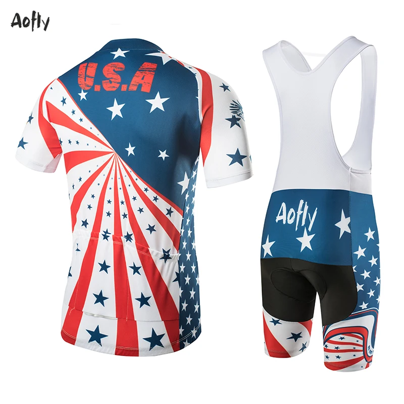 New USA Pattern Cycling Clothing Set Shorts Without Straps Quick-drying Breathable Fabric NO END TO RIDING Customizable Jumpsuit