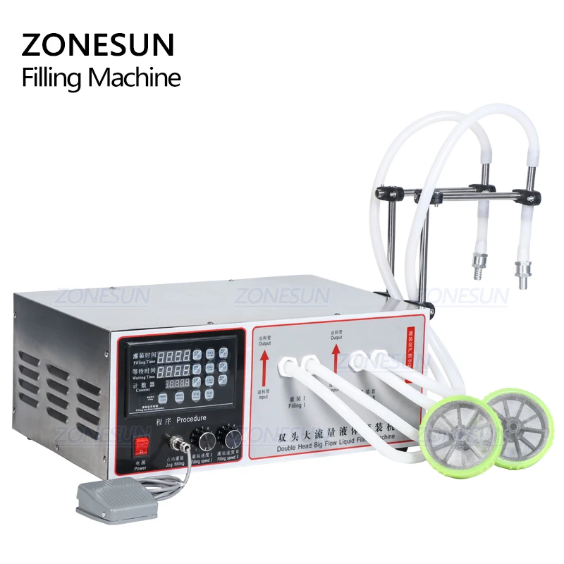 Zonesun 17b bicos dobro semiautomática palma azeitona óleo de cozinha soja leite bebida garrafa água máquina enchimento
