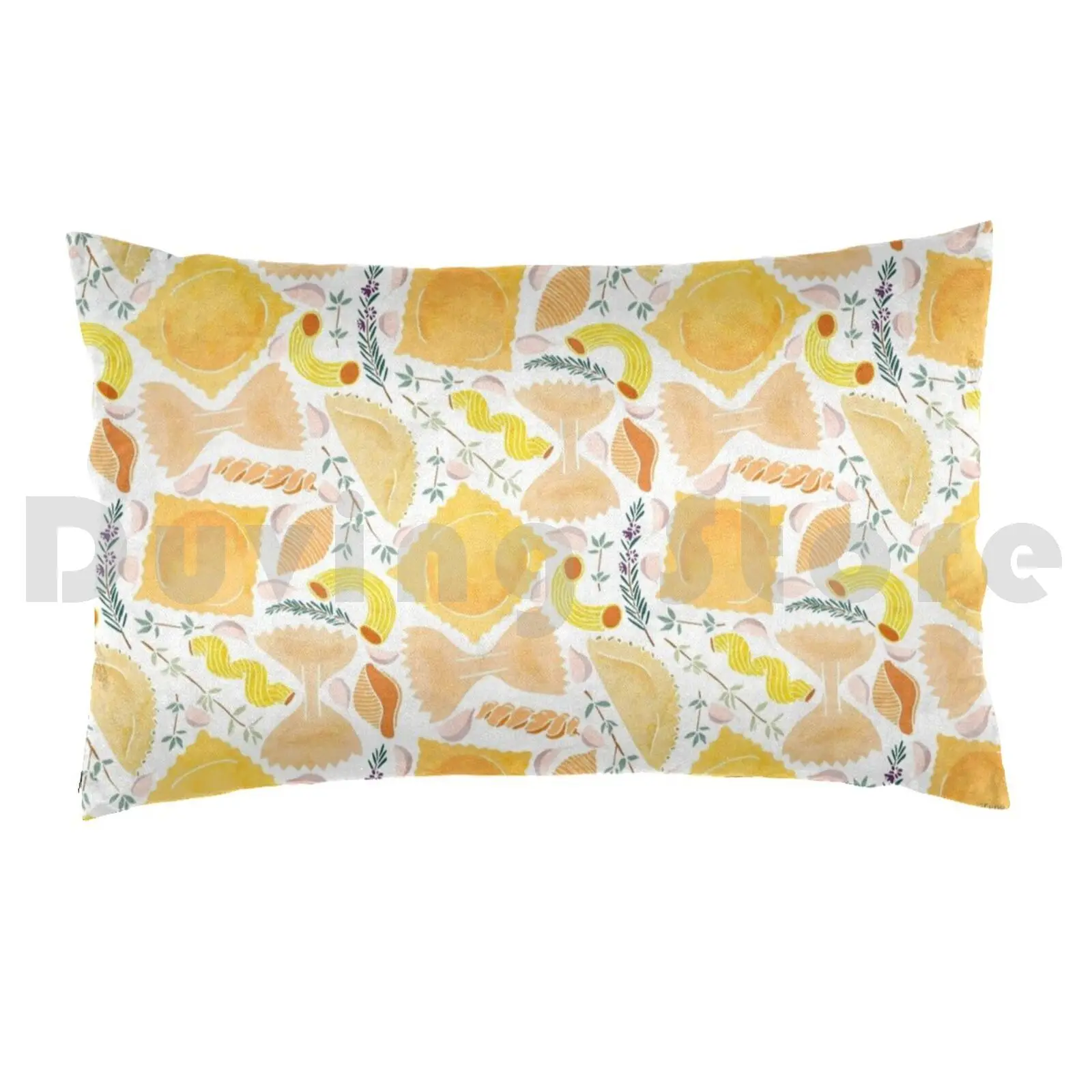 Pasta Pattern On White Pillow Case Printed 50x75 Pasta Food Foodie Kitchen Cook Cooking Meal Yum Yummy Garlic