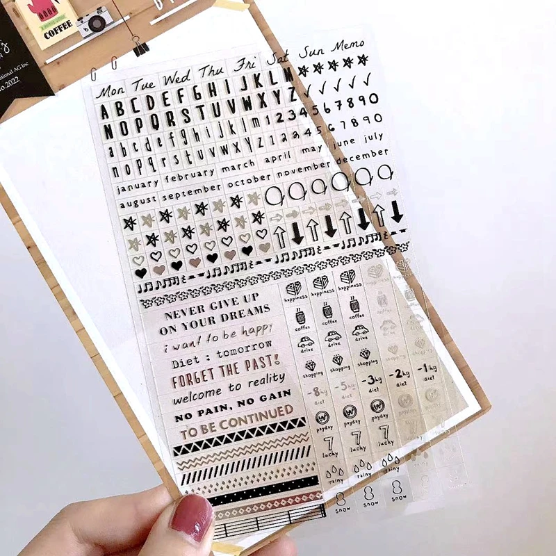 Sonia Journal Stickers Letter Diary Symbol Date Scrapbooking Material Mini DIY Craft Supplies Korean Clear PET Adhesive Sticker