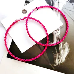 New Fashion Pink Braided Big Round Hoop Earrings For Women Elegant Oversized Circle Earrings High Quality Party Jewelry Gifts