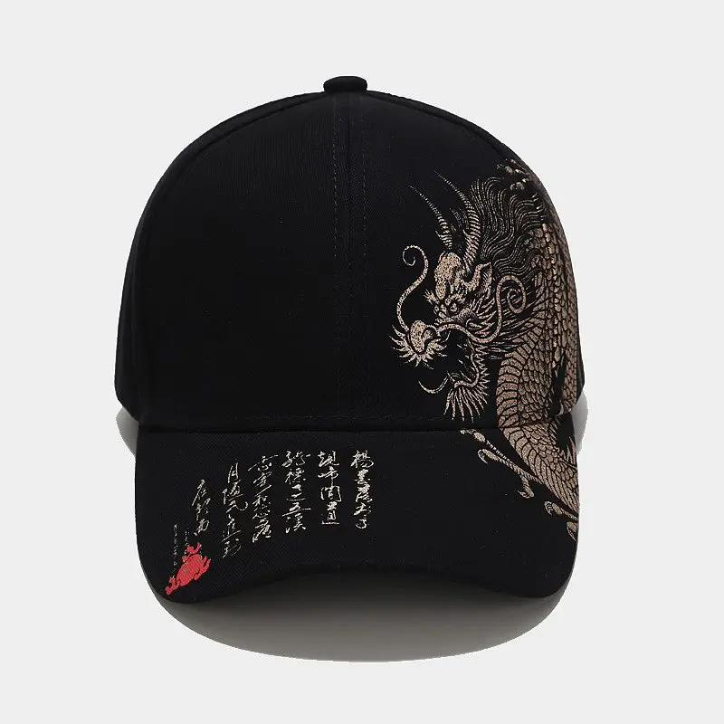 2021 Cotton Chinese Dragon Print Casquette Baseball Cap Adjustable Snapback Hats for Men and Women