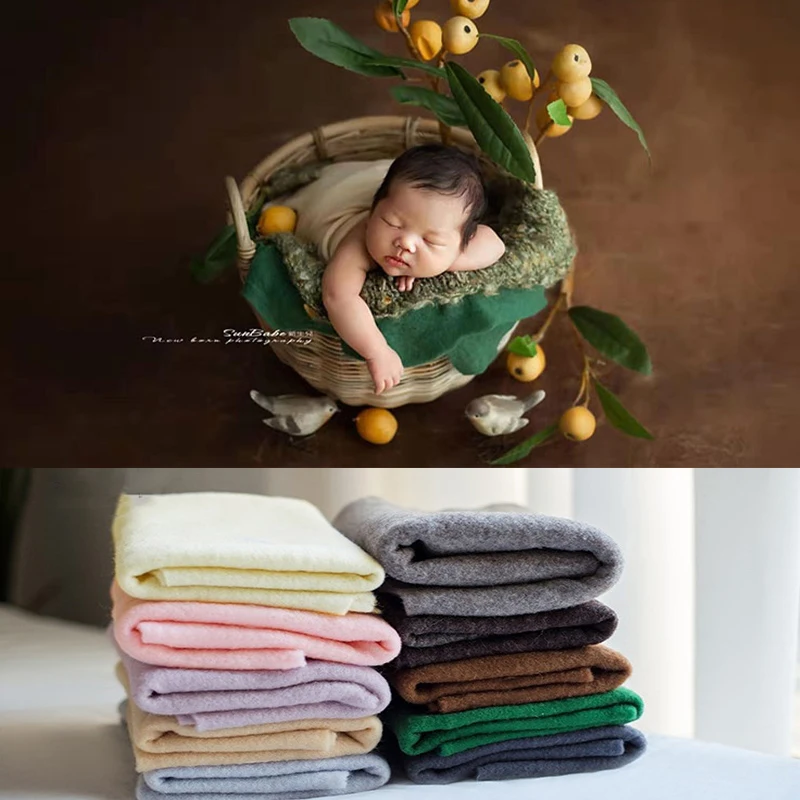 New Promotional Newborn Photography Props Pure Wool Felt Thin Blanket Wrapping Photo Props Studio Baby Shooting Mat Accessories