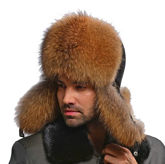 

Кожаная шапка из цельной шкуры, шапка-ушанка из синего лисьего меха, из натурального меха енота, зимняя уличная шапка из натуральной овечьей кожи, H411-3