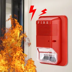 Alarma de sonido y luz contra incendios, alarma estroboscópica de advertencia de bocina, Sensor de sistema de seguridad, led incorporado para el hogar, oficina, Hotel, escuela