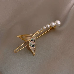 Women's Hair Clip Mermaid Hairpin for Women Pearl Rhinestones Barrettes Headwear Hair Accessories