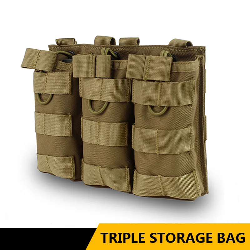 Bolsa de revista Molle táctica triple, bolsas colgantes de chaleco militar, accesorios de caza de rifle Airsoft del ejército, bolsa de