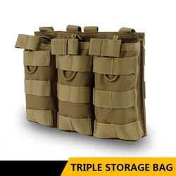 Triple Tactical Molle Magazine Pouch, Military Vest Hanging Bags, Army Airsoft Rifle Hunting Accessories, Storage Bag,Molle Clip