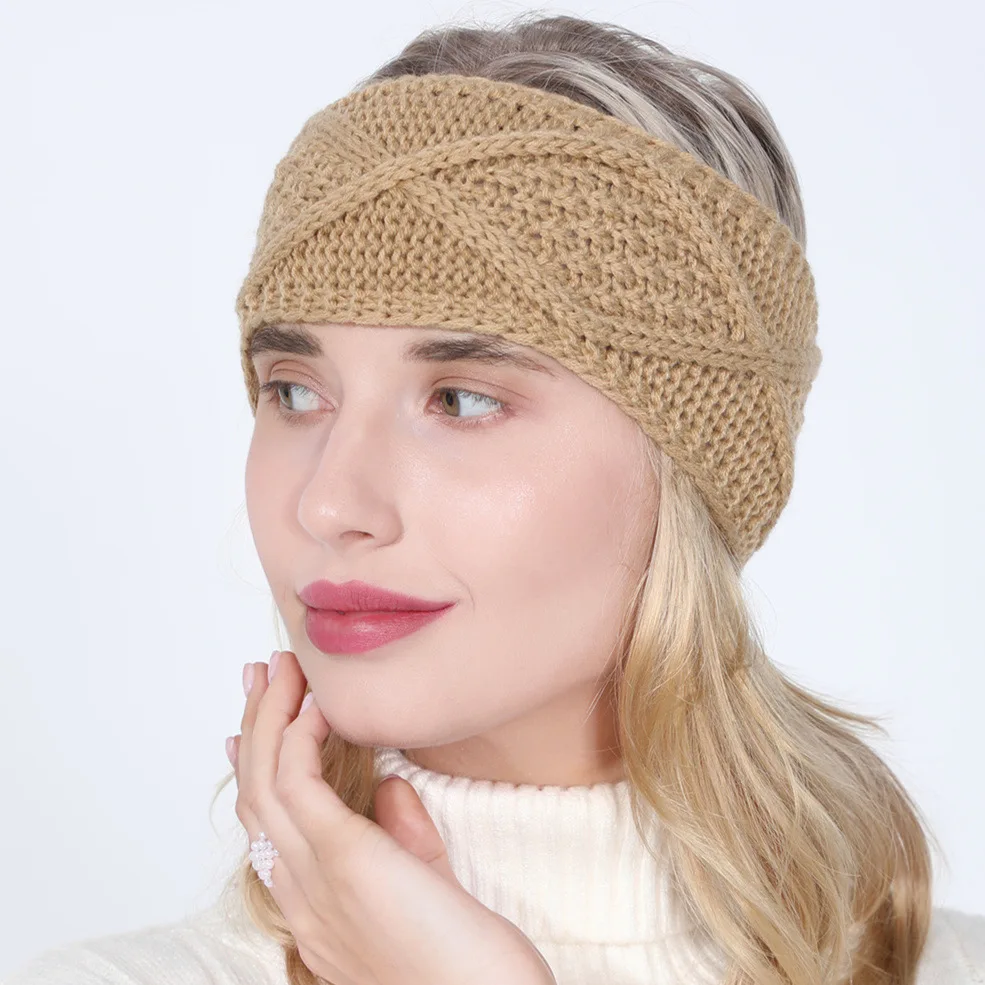 women autumn winter Ponytail Beanie hat female Stretch Crochet knitted hat lady arylic geometry pattern winter hat