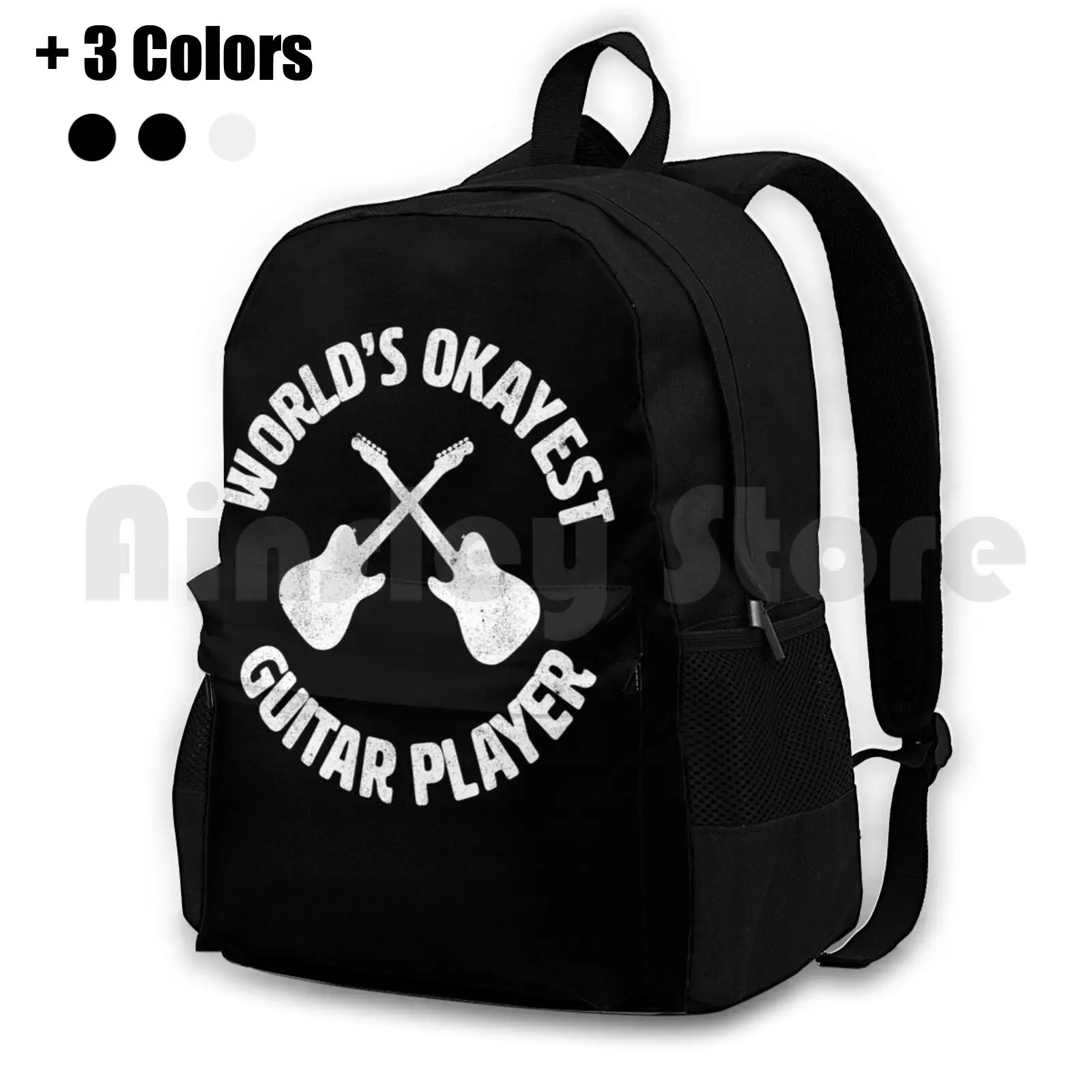 Worlds Okayest Guitar Player Guitarist Outdoor Hiking Backpack Waterproof Camping Travel Music Musical Instruments Blues Band