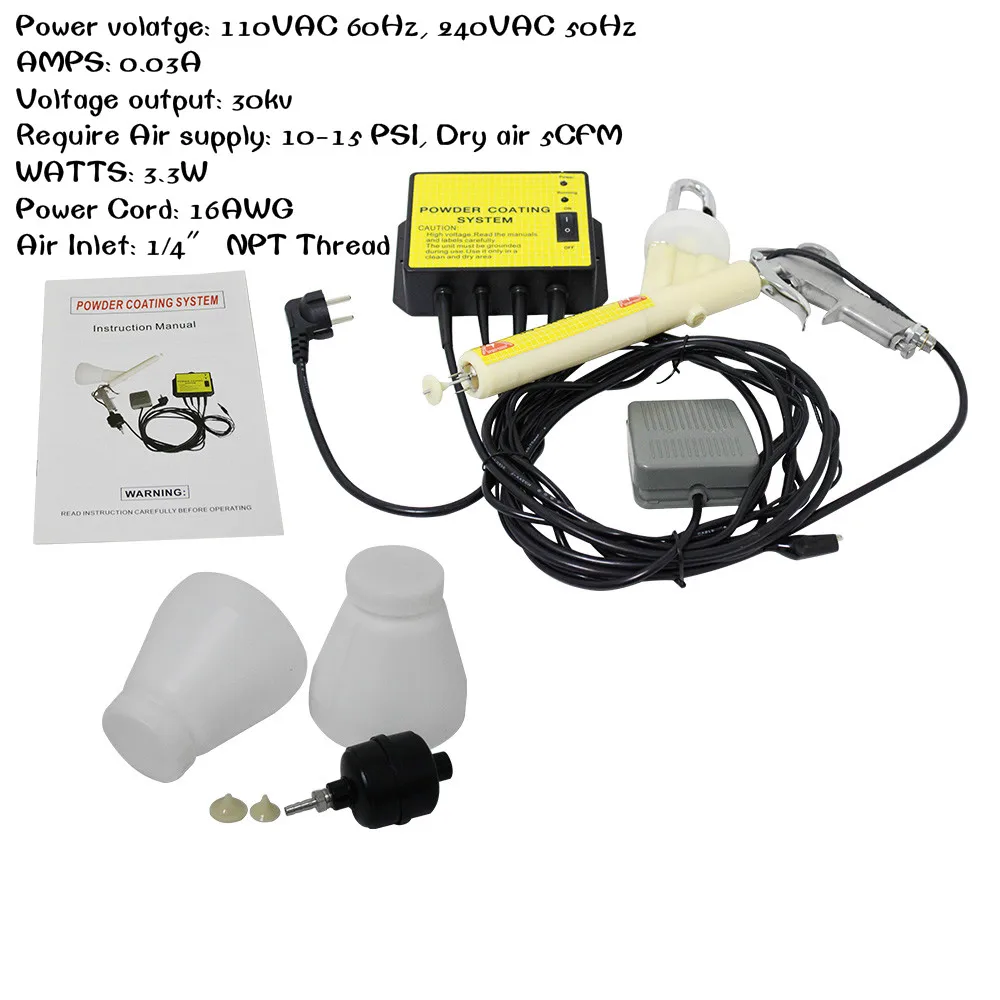 Mini Máquina de Pulverização de Metal Sistema de Revestimento em pó Pistola Eletrostática Pc02 110v 220v