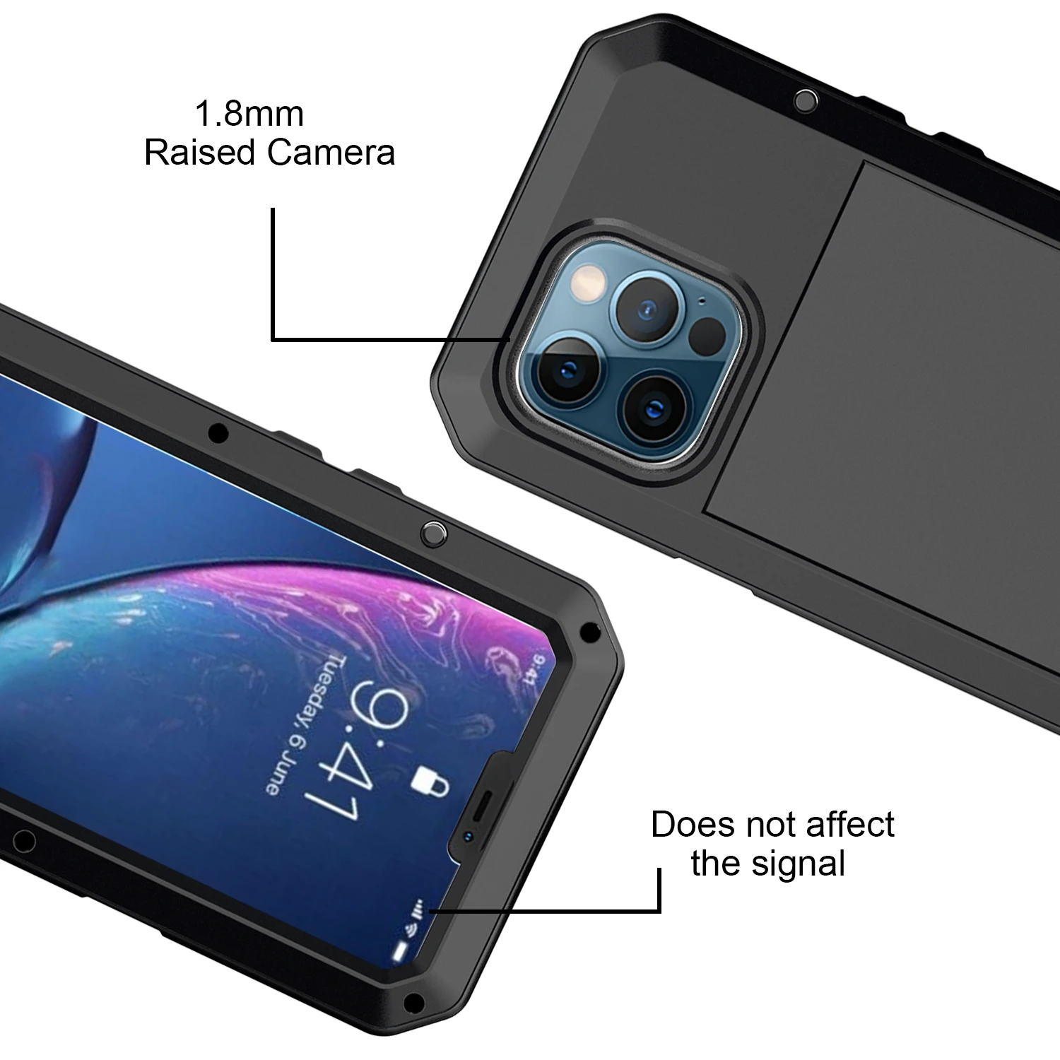 Toughened Glass Heavy Duty Phone Case For iPhone 15 14 13 12 11 XR Xs Max SE 2022 8 7 Plus Metal Aluminum Armor Shockproof Cases