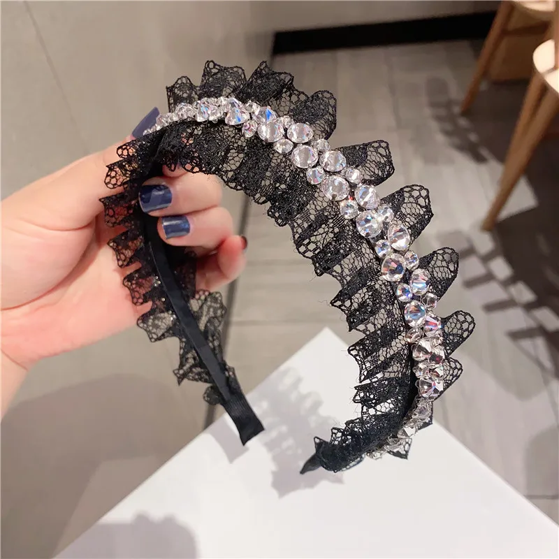 Fashion Hair Hoop For Girls Hair Accessories pearls beads Lace Multicolor Headband Bohemia Style Lady Small Fresh 1pcs