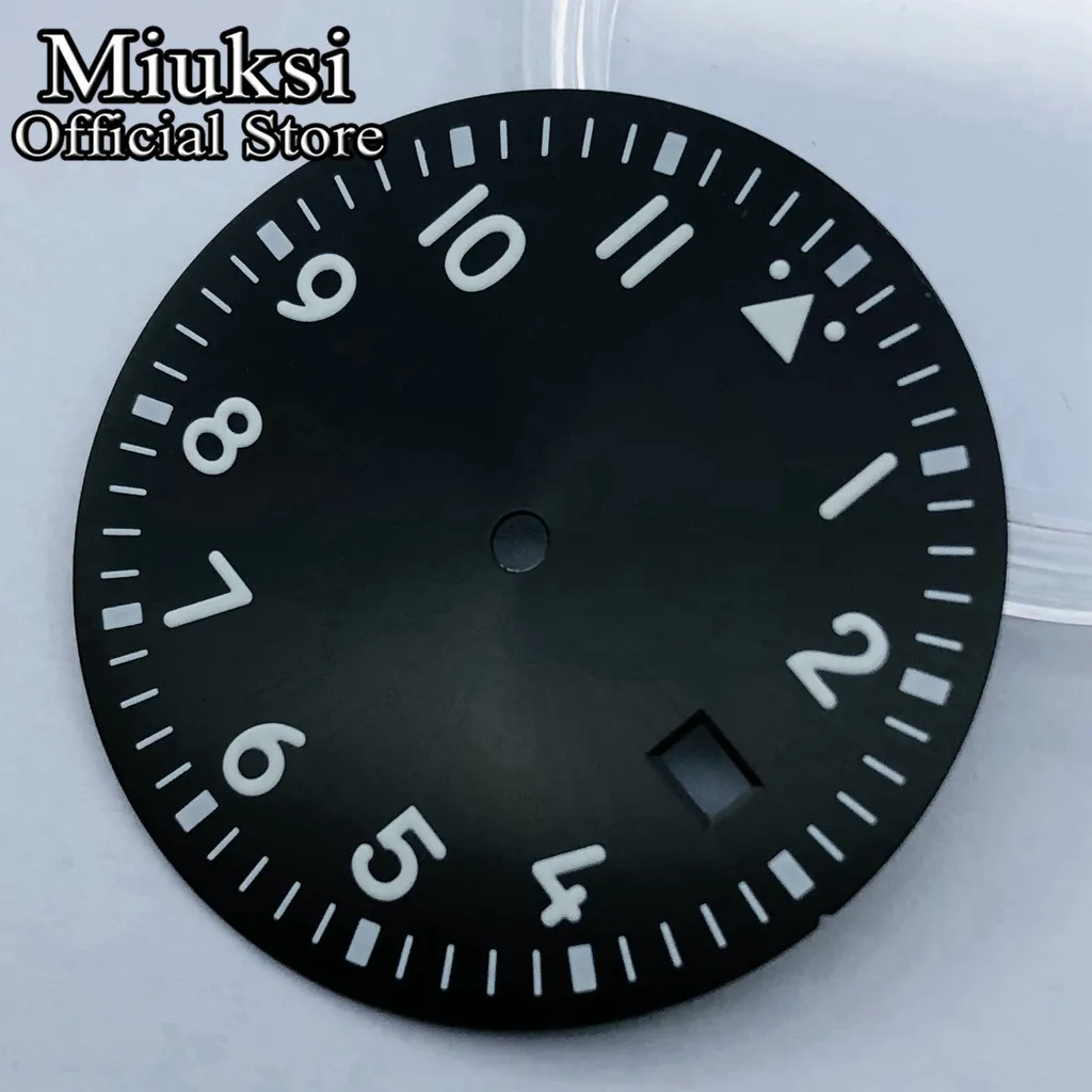 Miuksi 33.8mm preto prata verde azul mostrador estéril mostrador luminoso adequado para movimento NH35