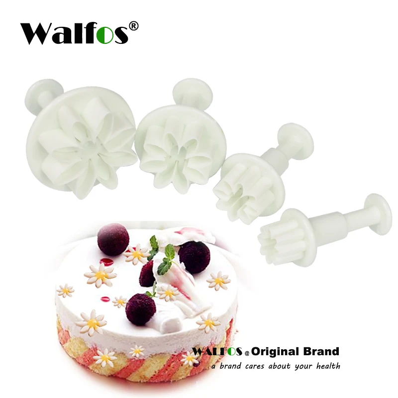 

Walfos Cake Baking Cookie Mold Fondant Cake Tools 4Pcs Daisy Cake Biscuit Sugarcraft Cookies Plungers Paste Cutter Tools