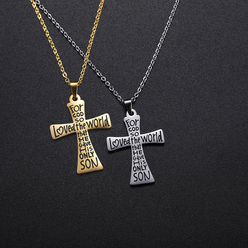 Cazador Trendy Religiöse Jesus Kreuz Anhänger Halskette Gold Farbe Edelstahl Kette Halsketten Für Unisex Hohl Schmuck Geschenk – Detail 11