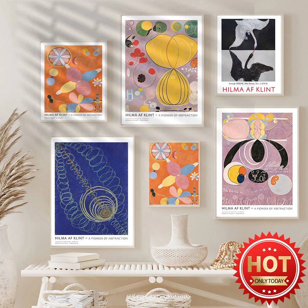 Hilma Af Klint Art Prints, Hilma Museum Exhibition Poster, The Swan Wall Decor, Scandinavian Poster, Af Abstract Art Prints