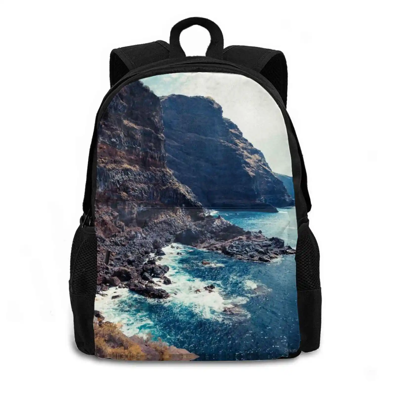 Wild Coast-Tijarafe-La Palma-Canary Islands School Bags For Teenage Girls Laptop Travel Bags Coastline Outdoors Travel Coastal