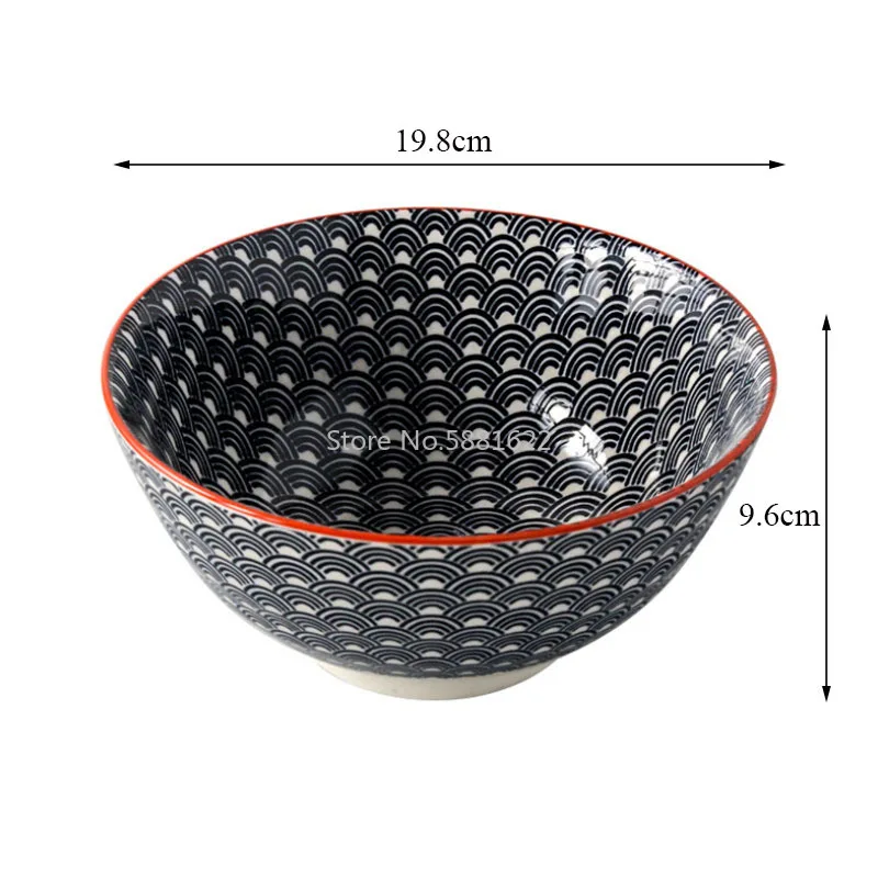 4.5/8 Inch Japanese Large Soup Bowl Under Glaze Color Simple Ceramic Rice Bowl Household Soup Bowl Tableware Ramen Noodles Bowl