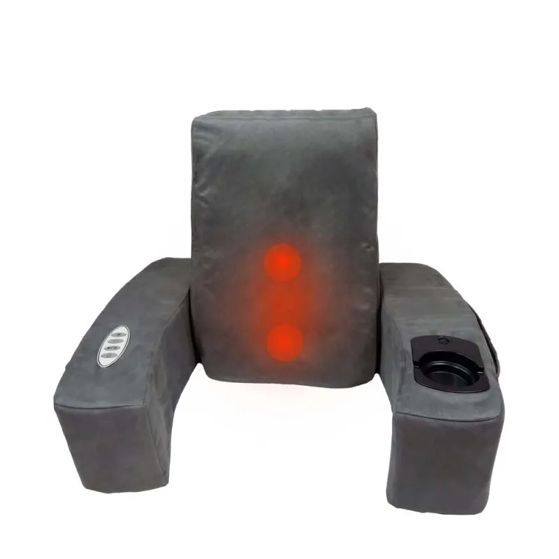 JOCCA gray backrest or LUMBAR support with heat function and vibration massage. Armrests, pockets and coasters.