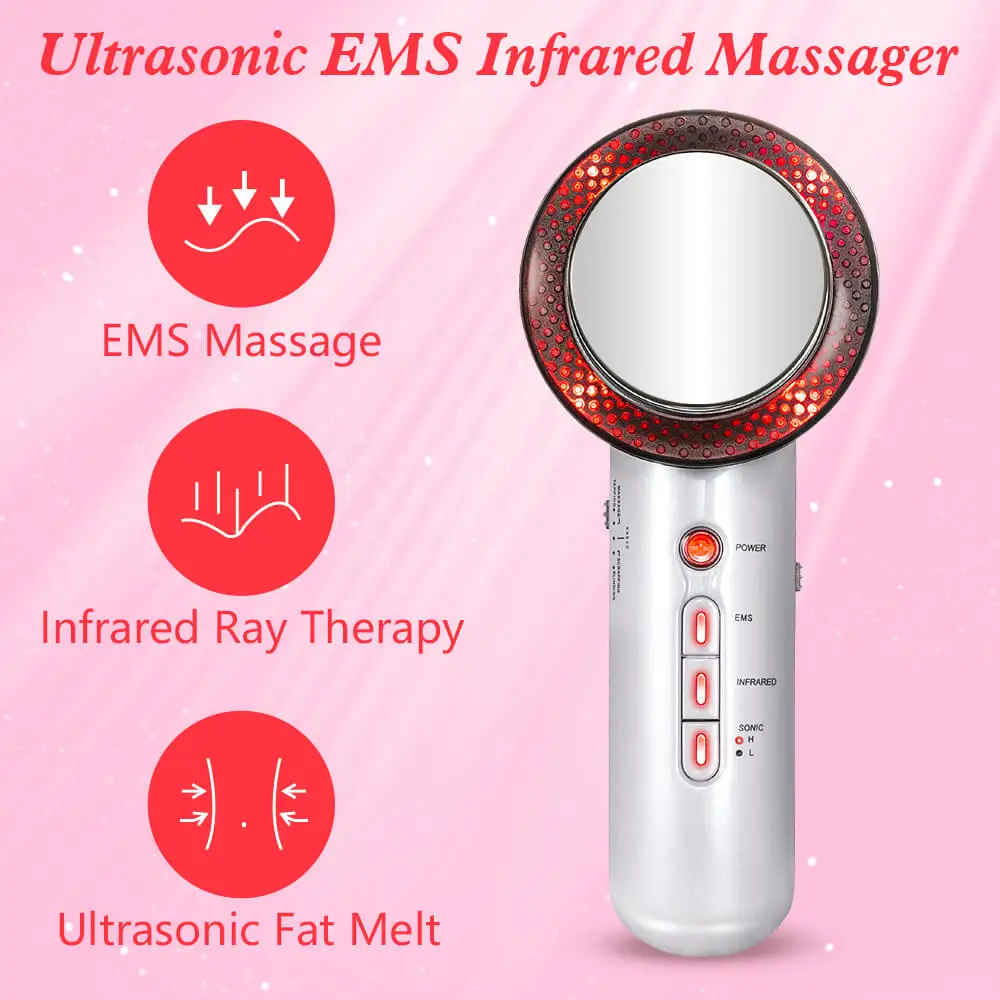 

Ultrasonic Massager Weight Loss EMS Body Slimming Cellulite Fat Burner LED Photon Patch Galvanic RF Infrared Therapy SPA Product