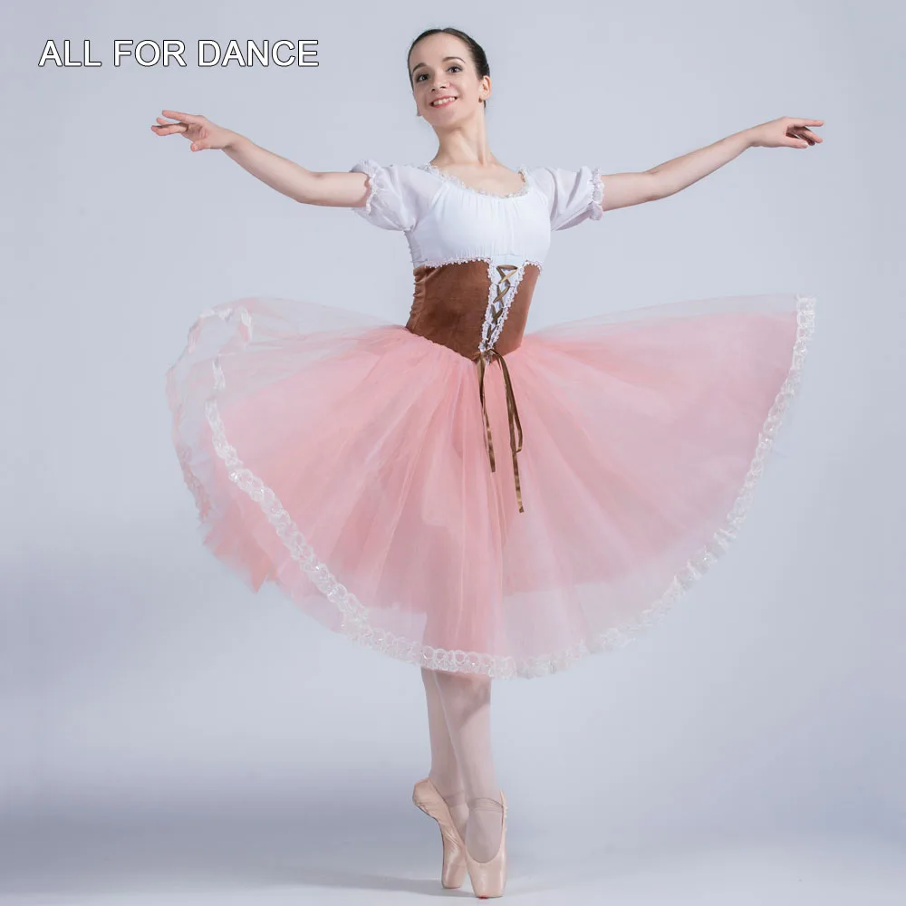 20004-chiffon-puff-sleeves-brown-velvet-top-bodice-360°-tulle-romantic-dress-for-ballet-girls-women-performance-dance