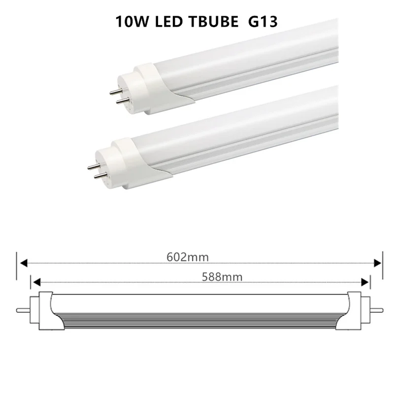 Imagem -02 - Conduziu a Luz do Tubo 600 Milímetros 2ft G13 Base Bi-pino Tampa Leitosa 110v 220v 230v 240v Led Fluorescente Branca Quente Cool White 15 Pcs Pack t8