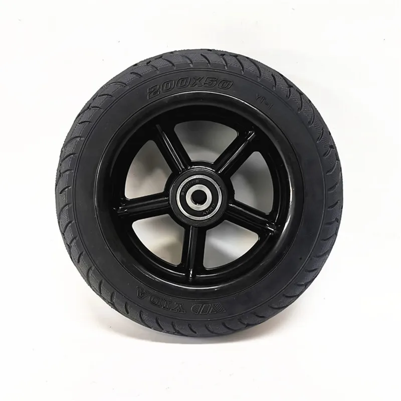 8 Inches 200X50mm Rubber Sold Tire with ABS Hub Electric Scooter Wheel Free Inflatable Scooter Tyre with 6200rs Bearing Front