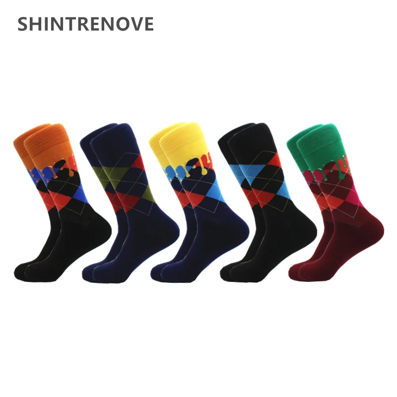 5 Pairs/Lot New Men's Socks Funny Quality Soft Breathable Classic Cotton Socks Business Casual Happy Clothing Socks