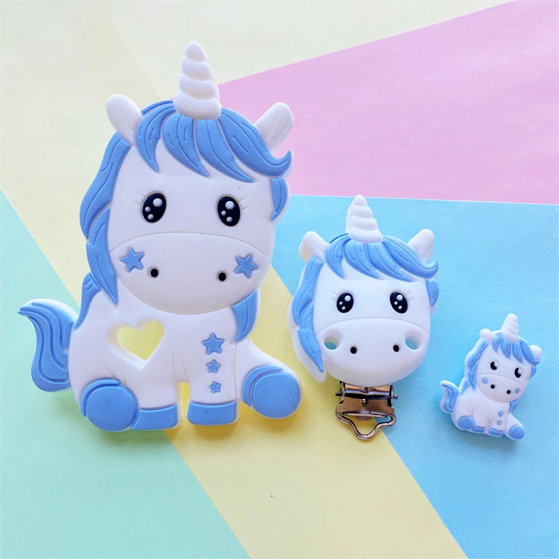 3 teile/satz Silikon Cartoon Tier Figur Beißring Perlen und Clips Baby Beißring Schnuller Kette Zubehör Zahnen Schmuck Spielzeug – Detail 5