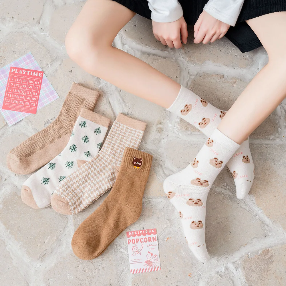 

NEW Women Fashionable Cute Cartoon Cotton Japanese Korean Socks Christmas Kawaii Bear Sailor Harajuku Slouch Streetwear Female