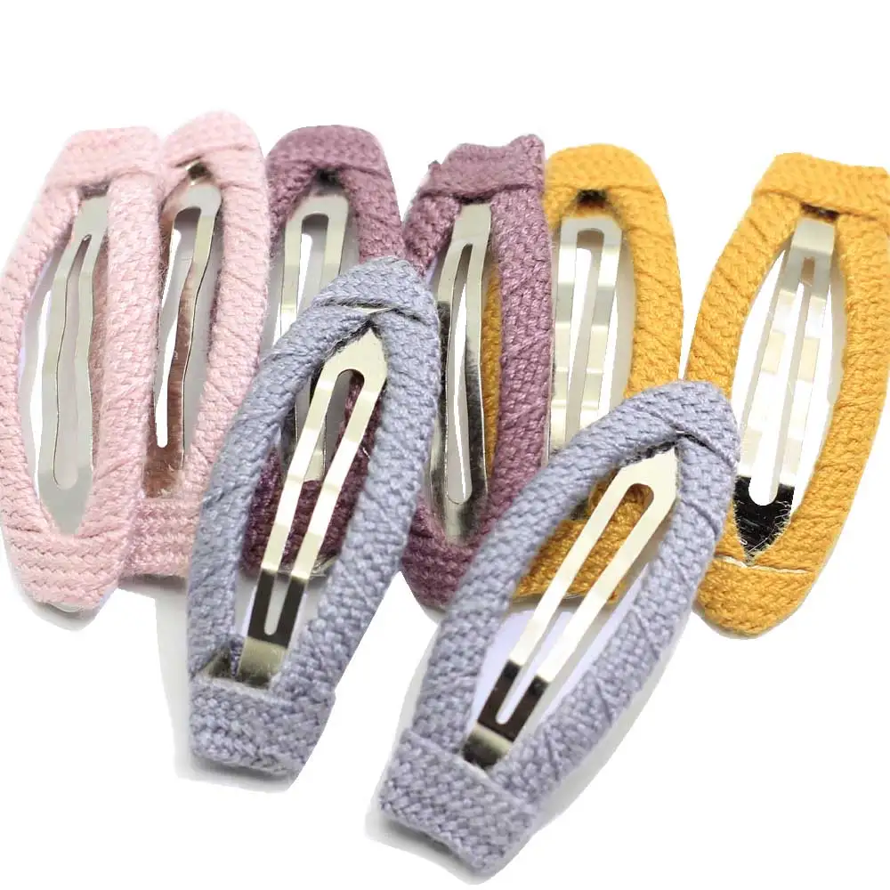 Simple Top Quality Popular 18*48mm Colorful Fashion Cotton Thread Metal Hair Clip For Girl Ornament